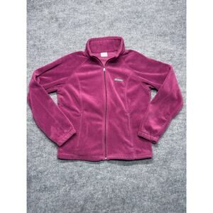 Columbia Fleece Sweatshirt Women XL Purple Long Sleeve Polyester Full Zip Hiking